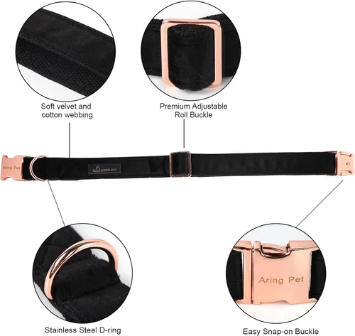 Miniatura 2 de ARING PET Collar de perro con corbatín, collares de terciopelo para perros con corbatín extraíble, collar de lazo ajustable para perros hembras