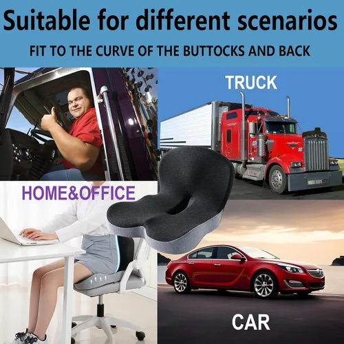 Miniatura 6 de SAMLOO - Cojín de asiento de espuma viscoelástica para camioneros, conductores, silla de oficina, cojín antideslizante para silla de automóvil