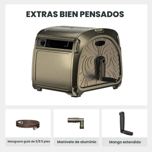 Miniatura 8 de Giraffe Tools SW5 Caja de carrete de manguera de metal, carrete de almacenamiento de manguera de jardín resistente, mango de manivela, capacidad