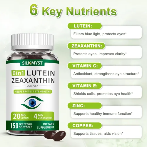 Miniatura 2 de Suplemento de luteína y zeaxantina, vitaminas oculares 150 cápsulas blandas, 20 mg de luteína y 4 mg de zeaxantina con vitaminas C, E, zinc, cobre