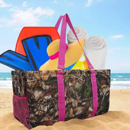 Miniatura 53 de NGIL Bolsa de comestibles reutilizable extra grande plegable de gran tamaño para comestibles, almacenamiento, picnic, playa, Bronco-negro occidental
