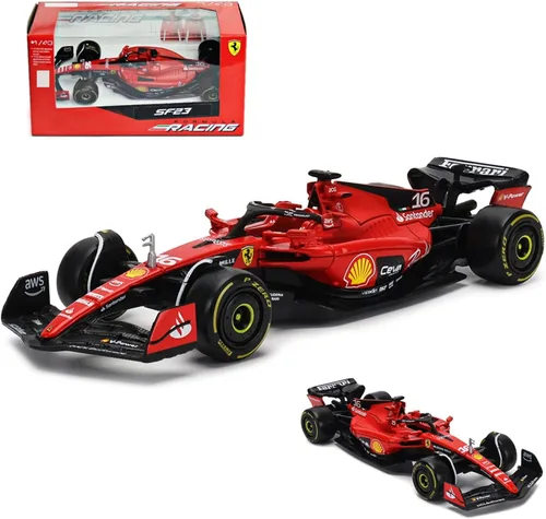 HTLNUZD 2023 1/43 SF23 #16 Coche de carreras de aleación para Scuderia Ferrari 1:43 SF23 Leclerc Signature Die Cast Adultos Modelo Coche Exhibición