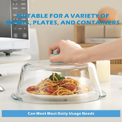 Miniatura 8 de Tapa alta de vidrio para microondas contra salpicaduras para alimentos con orificio de ventilación 100% segura para alimentos, tapa protectora