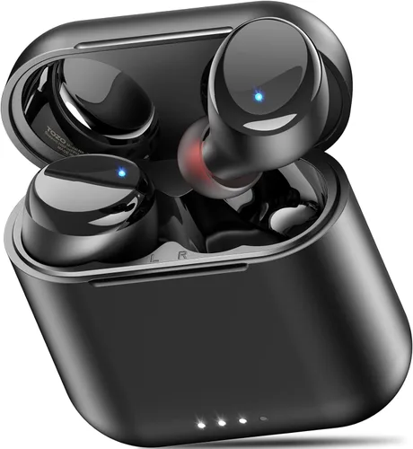 TOZO Auriculares inalámbricos T6, auriculares Bluetooth, sonido estéreo en el oído, 50 horas de reproducción, llamada clara AI, funda de carga Negro