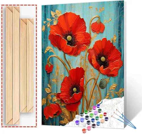 Miniatura 26 de Pintura al óleo DIY pintar por números para adultos principiante flores amarillas pintura por números antiestrés pintura digital al óleo, pintura