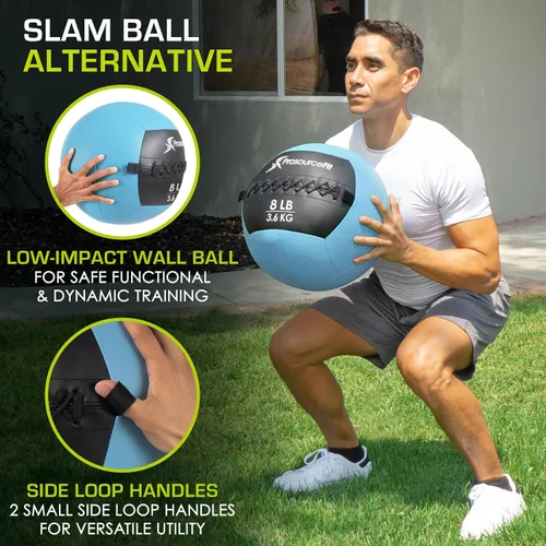Miniatura 5 de ProsourceFit Bolas medicinales blandas, bolas de pared y ejercicios dinámicos de cuerpo completo, pesos codificados por colores: 6, 10, 14, 20 Lb.