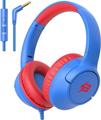 Miniatura 12 de Auriculares para niños con cable para la escuela, límite de volumen de 85/94 dB, auriculares con cable sobre la oreja para niños y niñas con Azul