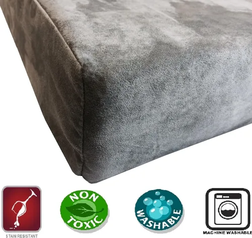 Miniatura 7 de Dogbed4less Cama ortopédica pequeña y mediana de espuma viscoelástica de gel para mascotas, forro impermeable con cubierta de microgamuza gris