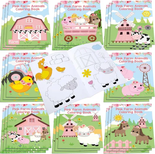 Faccito Paquete de 24 mini libros para colorear para niños, recuerdos de fiesta para niños en edad preescolar, recuerdos de fiesta de cumpleaños a