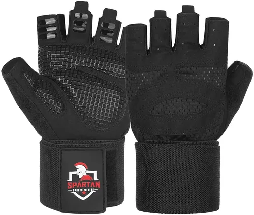 Spartan Guantes de entrenamiento de gimnasio con soporte para muñeca para hombres y mujeres, protección completa de la palma, agarre antideslizante