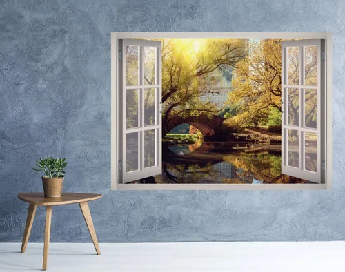 Miniatura 2 de Adhesivo decorativo para pared en 3D, diseño de ventana de Central Park, extraíble, vinilo para decoración del hogar, montaña occidental W45