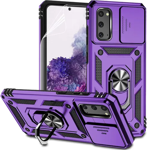 Miniatura 13 de Funda para Samsung Galaxy S20 con cubierta para lente de cámara, protector de pantalla HD, doble capa de grado militar, probada contra caídas