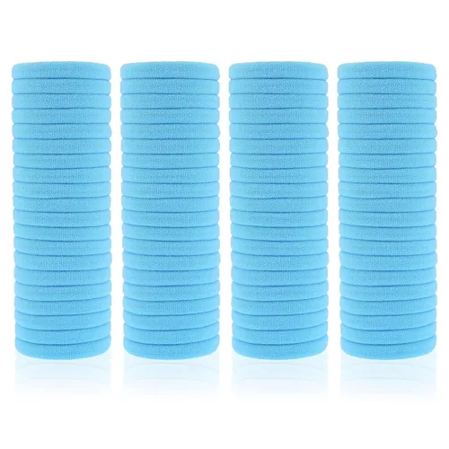 Miniatura 10 de Paquete de 100 ligas para el cabello sin costuras para mujeres y niñas, soportes para cola de caballo para cabello grueso (blanco)