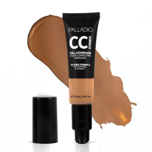 Miniatura 21 de Palladio Crema CC de Corrección de Color de Cobertura Completa, Sin Aceite con Péptidos y Vitamina C, Base de Cobertura Ajustable