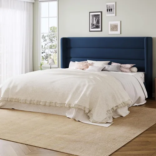 Miniatura 15 de Allewie - Base de cama tamaño Queen con cabecera acolchada tapizada en terciopelo con respaldo abatido, sin necesidad de somier, espacio de Blanco