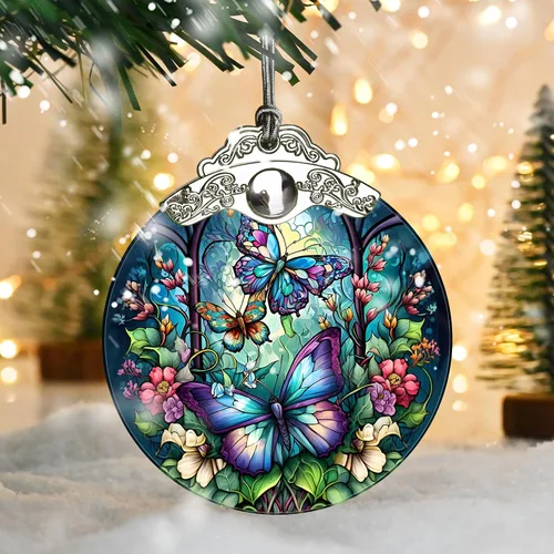 Miniatura 5 de Jocidea Adorno navideño de mariposa para árbol, decoración navideña, regalos para amantes de las mariposas