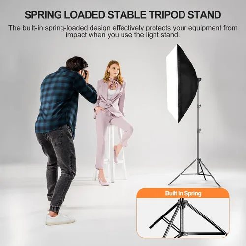 Miniatura 6 de EMART Paquete de 2 soportes de luz resistentes de 8.5 pies, acolchado con resorte, construcción de aluminio, trípode de estudio de video fotográfico