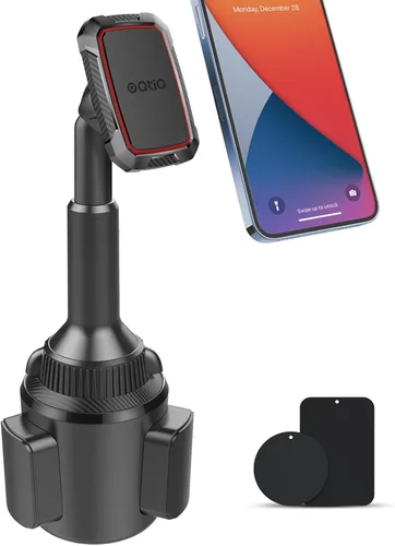 OQTIQ Portavasos magnético para teléfono para automóvil, altura ajustable y múltiples ángulos, operación con una sola mano, compatible con Samsung,