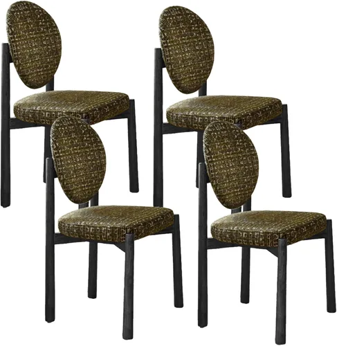 Miniatura 21 de Upholstered Dining Chairs with Fabric/Plush Cushion, Wooden Dining Room Chair Set of 1/2/4, Kitchen Chair for Living Room Balcony Black+brown