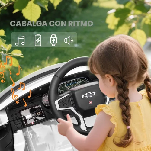 Miniatura 6 de Aosom - Automóvil con licencia Chevrolet Tahoe de paseo, vehículo eléctrico con batería de 12 V y 7 Ah, control remoto para padres, luces LED, Blanco