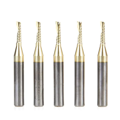 Miniatura 17 de Amana Tool CNC de carburo sólido espiral O flauta arriba-corte, broca de aluminio de corte de enrutador, recubierto de ZrN, 51470-Z, 1/16 D x 1/4 CH