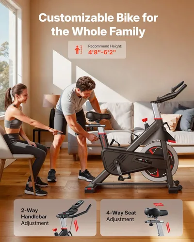 Miniatura 4 de Merach Bicicleta estática para gimnasio en casa, bicicleta estacionaria de bajo ruido con almohadilla de freno, bicicleta de entrenamiento
