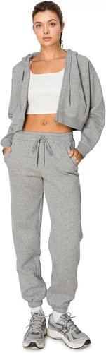 Miniatura 18 de Cali1850 Pantalón deportivo Cloud Nine Fleece para mujer, cintura alta, ajuste holgado, dos bolsillos, cintura elástica con cordón