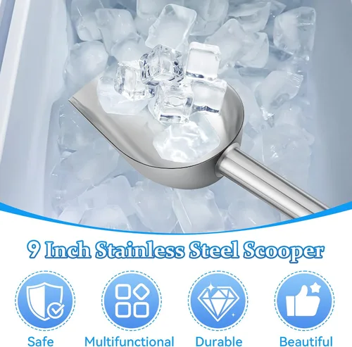 Miniatura 7 de Cuchara de hielo con soporte magnético compatible con máquinas de hielo GE Opal 2.0, cuchara de aleación de acero inoxidable de bajo carbono de 9