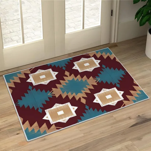 Miniatura 15 de Aztec 2x3 Area Rugs for Living Room Washable Non Slip - Rustic Carpet Low Pile Soft - Abstract Rug for Bedroom Dining Room Kitchen Entryway Indoor