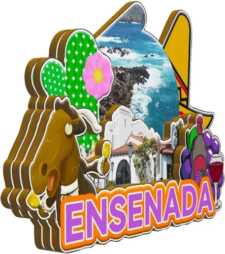 Miniatura 2 de Ensenada México - Imán de madera para nevera 3D, monumentos de viaje, coleccionables, recuerdos, decoración hecha a mano -2053