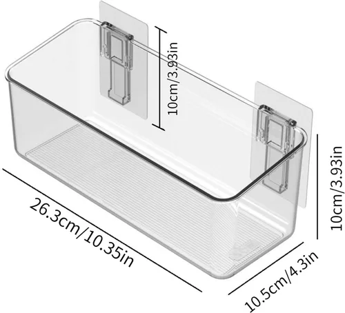 Miniatura 4 de Organizador de almacenamiento adhesivo para montar en la pared, paquete de 2 unidades para almacenamiento de juguetes de baño, cocina, baño y Clear