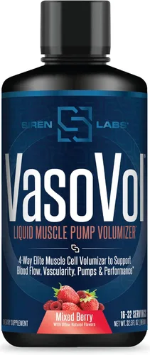 SIRENLABS Vaso-VOL - Volumizador líquido de bomba muscular con sulfato de agmatina, preentrenamiento para hombres para llevar tus entrenamientos al