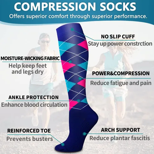 Miniatura 97 de 6 Pack Copper Compression Socks for Women and Men Circulation-Best Support for Medical, Running,Nursing,Athletic