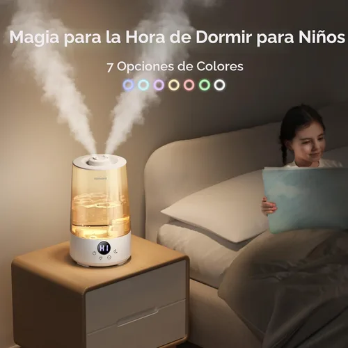 Miniatura 7 de Homvana Humidificadores para dormitorio y hogar, 3.6 L de llenado superior de niebla fría, 34 horas, súper largo, silencioso 23 dB, humidificador