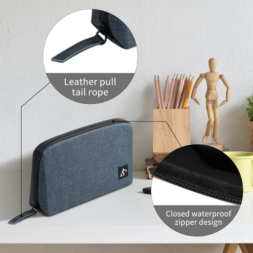 Miniatura 4 de simtoper Estuche organizador electrónico de viaje, bolsa impermeable para cables, cargador, disco duro, banco de energía, pequeño almacenamiento Azul