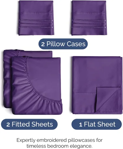 Miniatura 2 de Juego de sábanas de 5 piezas tamaño King dividido, cómodo, transpirable y refrescante, ropa de cama de lujo de hotel para mujeres, hombres, niños