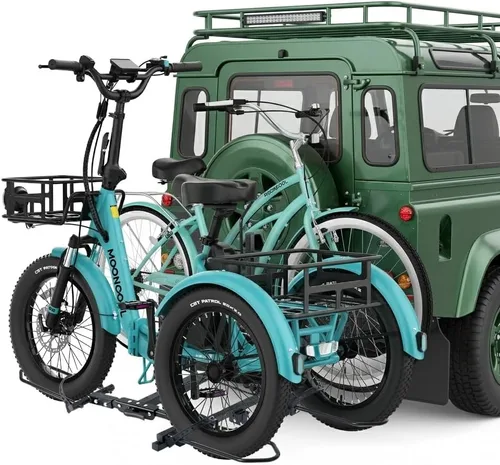 NAIZEA Soporte de enganche para 2 bicicletas, capacidad de 270 libras, compatible con E-Trikes y bicicletas E, combinación libre multifuncional,