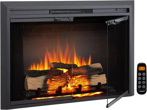 Miniatura 8 de LegendFlame Damon - Inserto eléctrico para chimenea de 30 pulgadas con kit de embellecimiento, puerta de vidrio y pantalla de malla, calentador