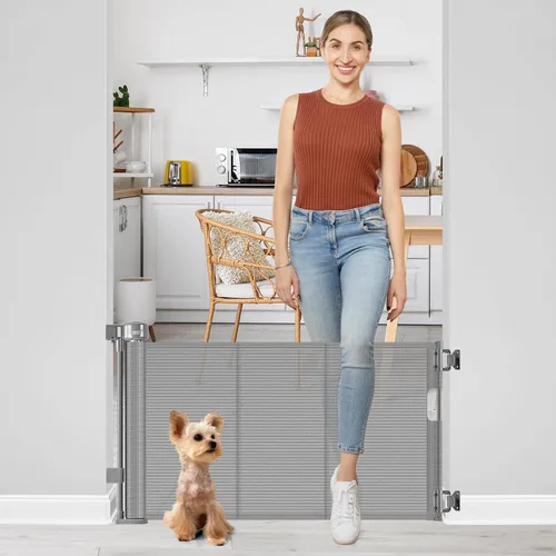 Miniatura 9 de Puerta corta para perros de 0 a 39 pulgadas de ancho, puerta estrecha para bebé, puerta retráctil de 24 pulgadas de alto para bebé, puerta corta