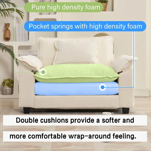 Miniatura 3 de Oprisen Sofá Seccional Modular, Cómodo Cloud Couch Sofá Seccional, Sofá Cama de Chenilla con Asiento Profundo con Almohadas Decorativas para Sala