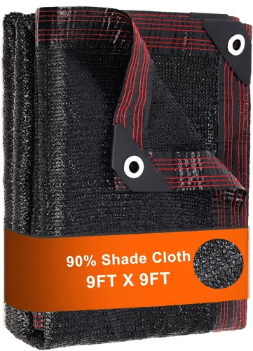 Tela de sombra para exteriores, 9 x 9 pies, para patio, jardín, planta con ojales, 90% protector solar, cubierta de malla para porche, invernadero,