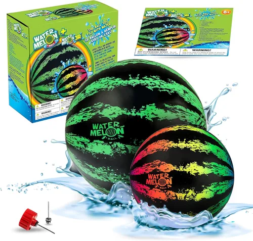 Watermelon Ball Juguetes de piscina para adultos y familia – Paquete de 2 unidades de 6 1/2 pulgadas y 9 pulgadas para niños, adolescentes, juegos
