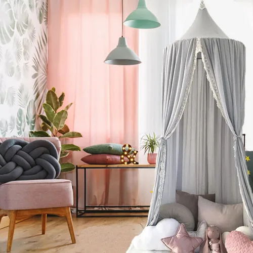 Miniatura 4 de Toldo de cama con cúpula de princesa, mosquitera suave, cortinas de cama para colgar decoración de la casa para jugar al rincón de lectura Naranja