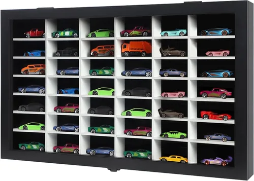 Miniatura 9 de Vitrina de autos de juguete a escala 1/64, vitrina de exhibición de coche fundido a presión, modelo de montaje en pared, gabinete de almacenamiento