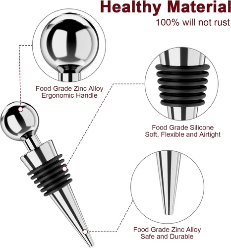 Miniatura 2 de Tapones de vino para botellas de vino, 3 unidades, tapón de botella de vino al vacío con corchos de vino reutilizables de silicona, a prueba