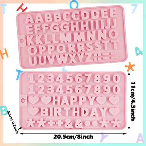 Miniatura 2 de Patelai 4 moldes de letras de chocolate, de silicona, para San Valentín, alfabeto, número, pastel, pastel, bandeja de decoración de dulces