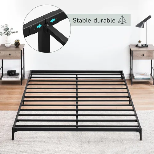 Miniatura 3 de IDEALHOUSE Marco de cama matrimonial de plataforma de metal resistente, almacenamiento debajo de la cama de 6 pulgadas de alto, marcos de cama