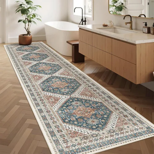 Miniatura 998 de Madane Tapete lavable de 2 x 10 pies para pasillo, cocina, recibidor, clásico, suave, antideslizante para interiores, casa de campo, baño, sala