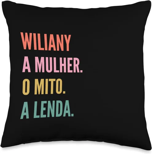 Designs De Nomes Engraçados Para Mulher Divertida almohada portuguesa con diseño de primer nombre Wiliany, 16 x 16 pulgadas, multicolor
