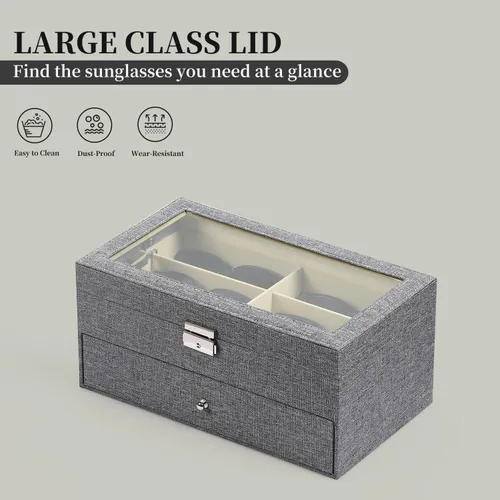 Miniatura 12 de AUTOARK AW-023 - Organizador de cuero para guardar lentes de sol, 12 piezas, color negro, AW-023